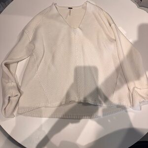 Free People Cream V-Neck Sweater